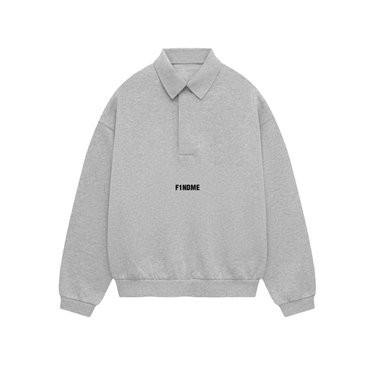 Premium Heavyweight 'Cloud Grey' Polo Crewneck - F1NDME