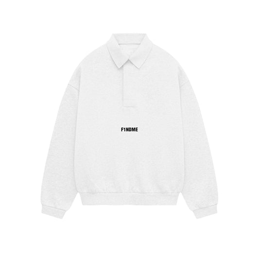 Premium Heavyweight 'Snow White' Polo Crewneck - F1NDME